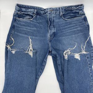 Good American Good Boy High Waist Chewed Hem Boyfriend Jeans Blue 454 20x28